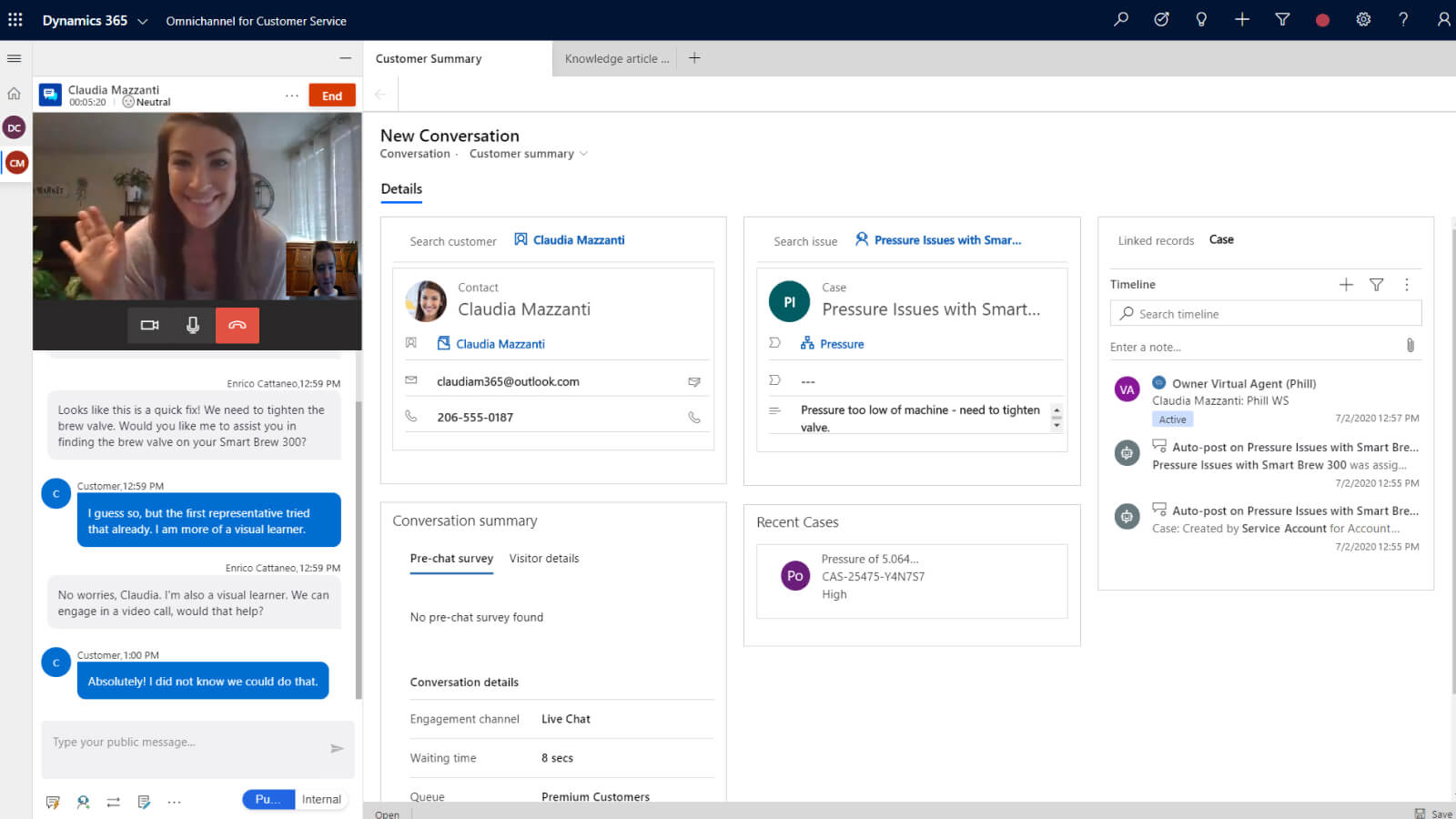 CRM Microsoft Dynamics 365 for Customer Service - desktop agenti 